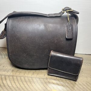 Vtg Coach Patricia Legacy purse Saddle Bag leather Brown matching wallet set